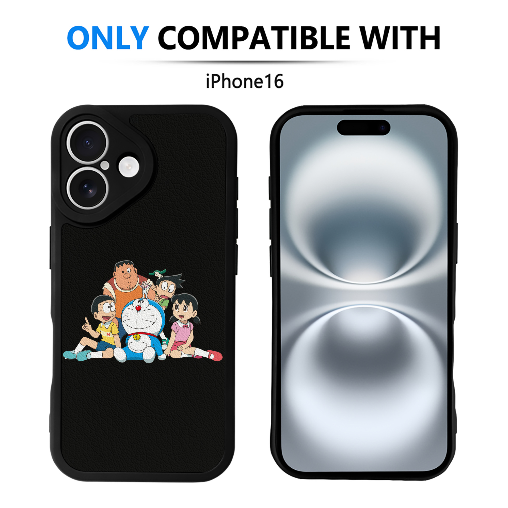 （画像用） ドラえもん Doraemon 【iPhone 16シリーズ対応】シリコンスマホケース（レザー調） 材質：シリコン